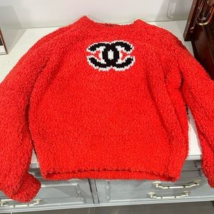 Chanel Red Teddy Sweater